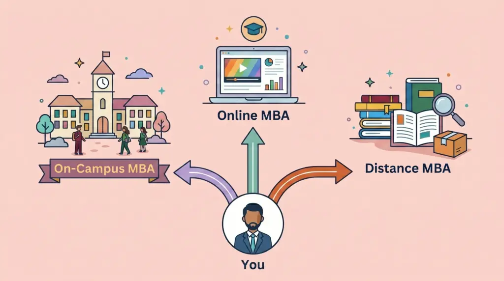 Three paths to an MBA degree in India — online, offline, and distance